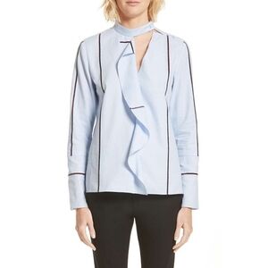 Derek Lam 10 Crosby Stripe Cascade Ruffle Shirt